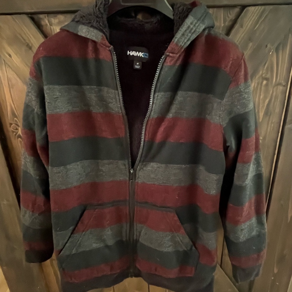 Tony Hawk Men's Zip-Up Sweater - Black and Red Stripes